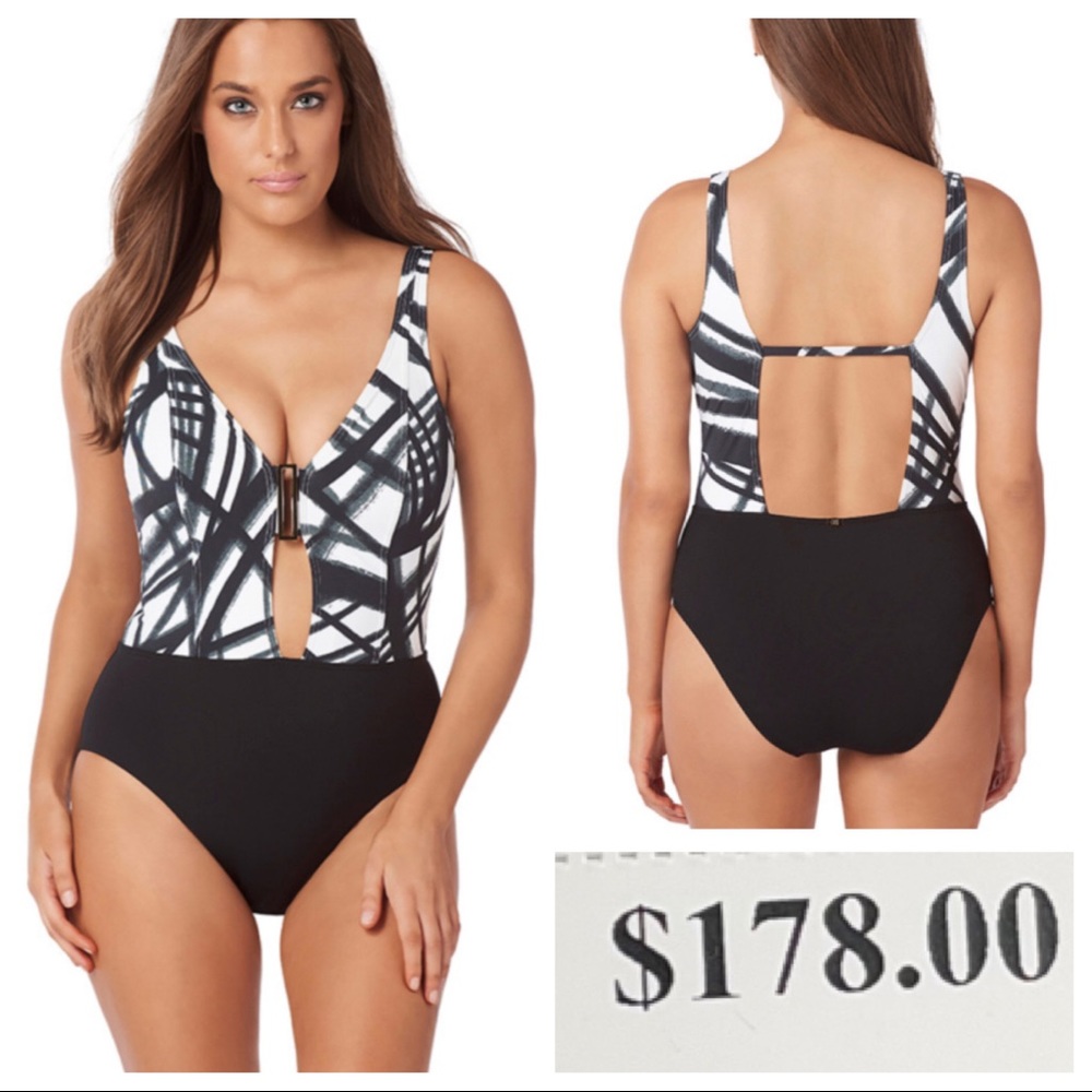 NWT! Miraclesuit AMORESSA COMET URSA V-NECK ONE PIECE SWIMSUIT